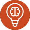 Brain in a lightbulb icon
