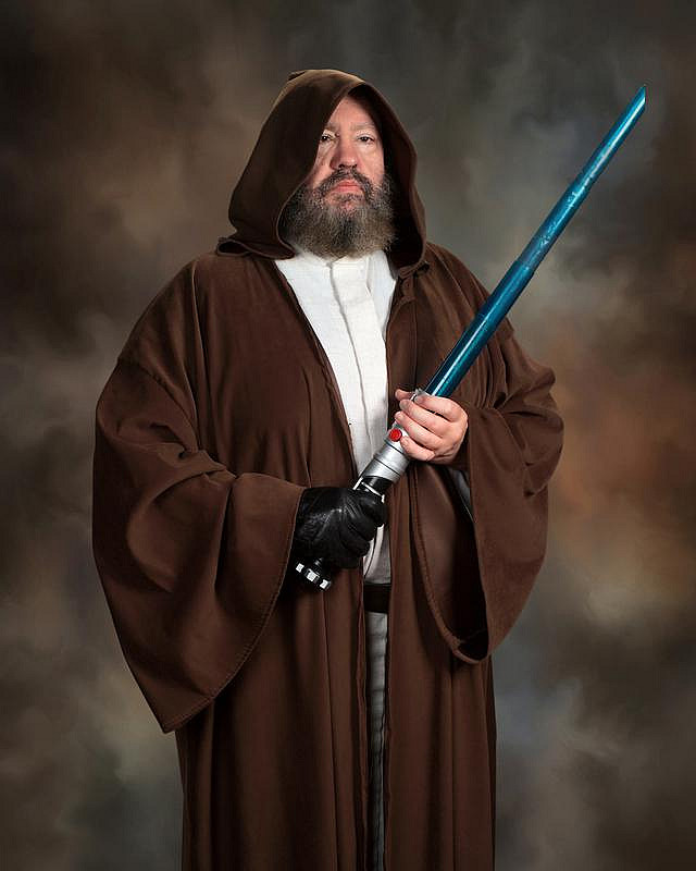 Portrait of Charles Preis as a jedi.