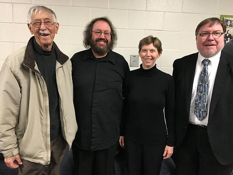 The Four Composers! Dr. John Zdechlik, founder of the Band; Charles Preis, Director; Dr. Shirley Mier, Music Faculty; Steven A. Kennedy, ...