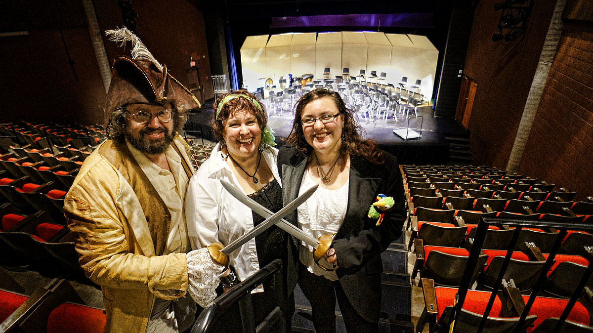 Pirates- Charles in the Century College Theatre with swords at play.