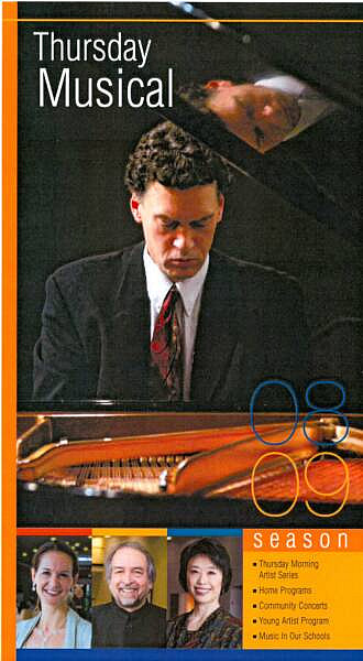 Elliot is featured on the cover of the Thursday Musical program for the 2008-09 season. Hear Elliot's Performance