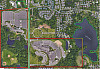 2025 Aerial view of campus from satellite. Red boxes outline campus property and public property is outlined with green.