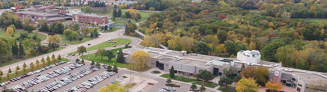 Aerial view of the West Campus to East Campus.
