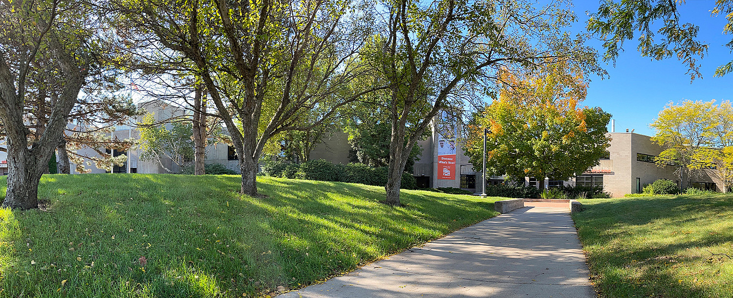West Campus main entrance in the summer.