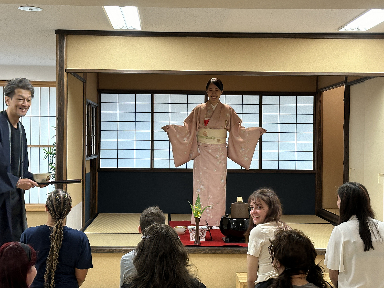 SPR24 Study abroad students attending a formal Matcha tea presentation.