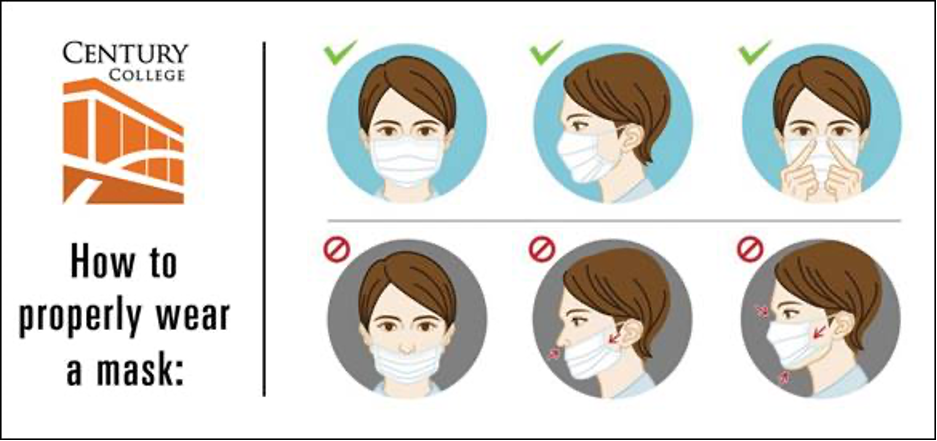 How to wear a face covering: cover your nose and mouth and tighten the wire around your nose