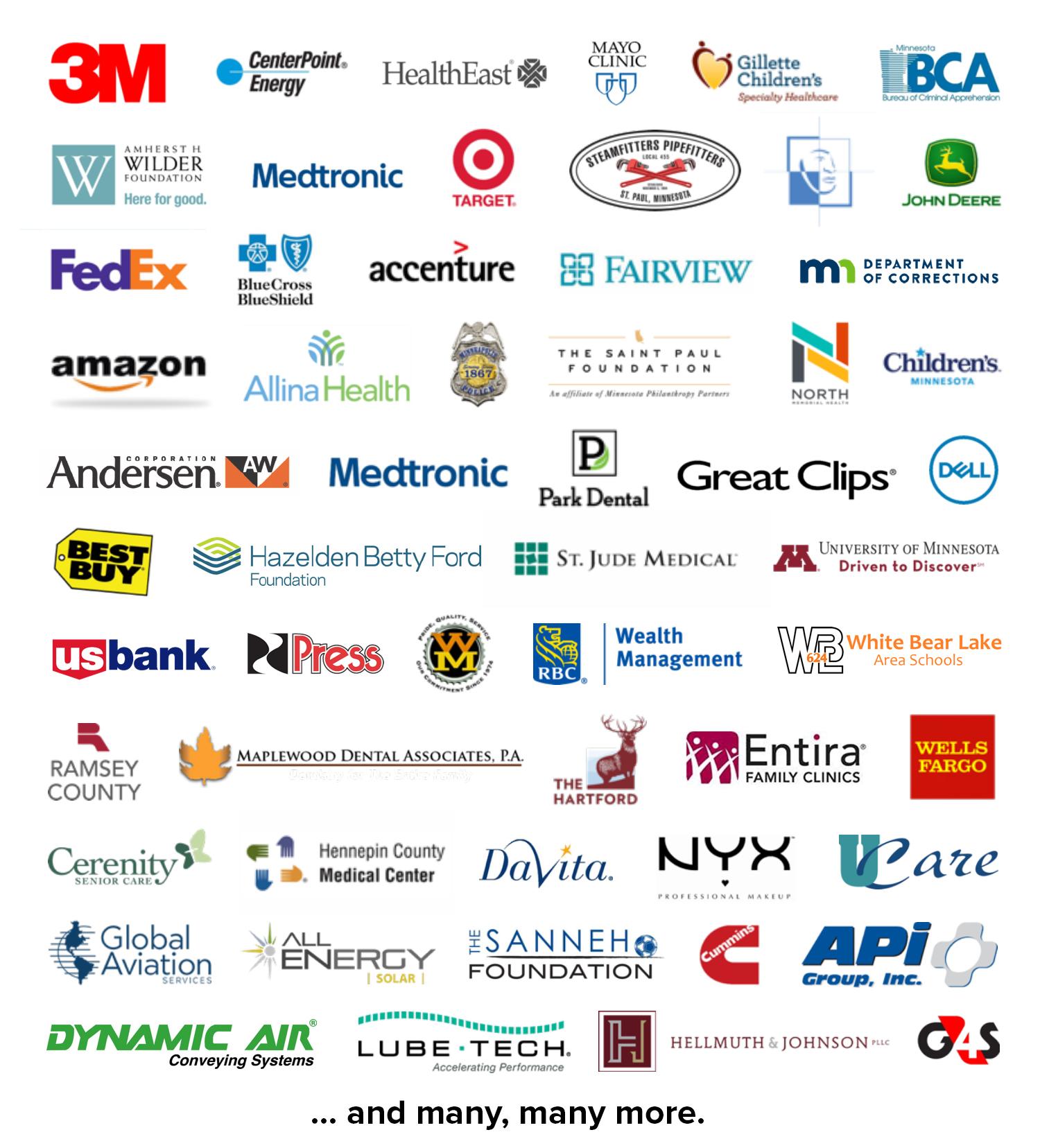 sample list of employer logos where century graduates work.